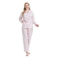 thumbnail image 3 of GLOBAL Womens Cotton Pajama Sets Long Sleeve Button Down Sleepwear Comfy Loungewear Soft Pjs Set Light Pink Tiny Floral XL, 3 of 7