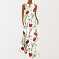 thumbnail image 1 of SMihono Robe Maxi Bohème d'Été pour Femmes Grande Taille Fête de l'Indépendance Mode pour Femmes Col en V Sans Manches Soirée d'Été Fête Imprimée Poches pour Dames Gilet Longue Robe Plage Évasée Robe d'Été, 1 of 6