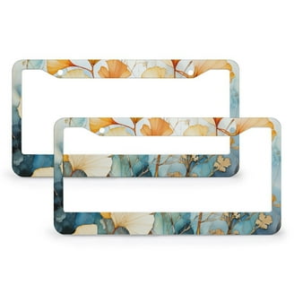 3 Pcs Cow Print Car Accessories - Rhinestone License Plate Frame And Cup Holders For Women