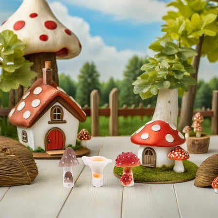 OFFIGAM Mushroom Garden Ornaments Outdoor Decorative Resin Set of 3 for Yard Patio Lawn Home