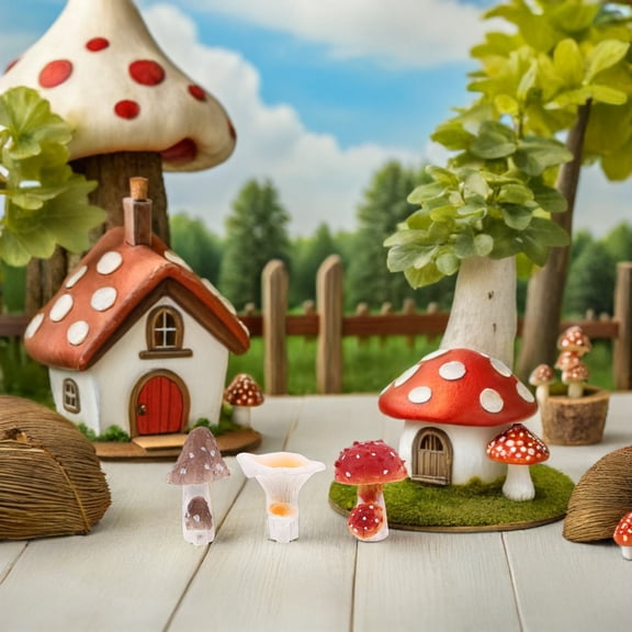 OFFIGAM Mushroom Garden Ornaments Outdoor Decorative Resin Set of 3 for Yard Patio Lawn Home