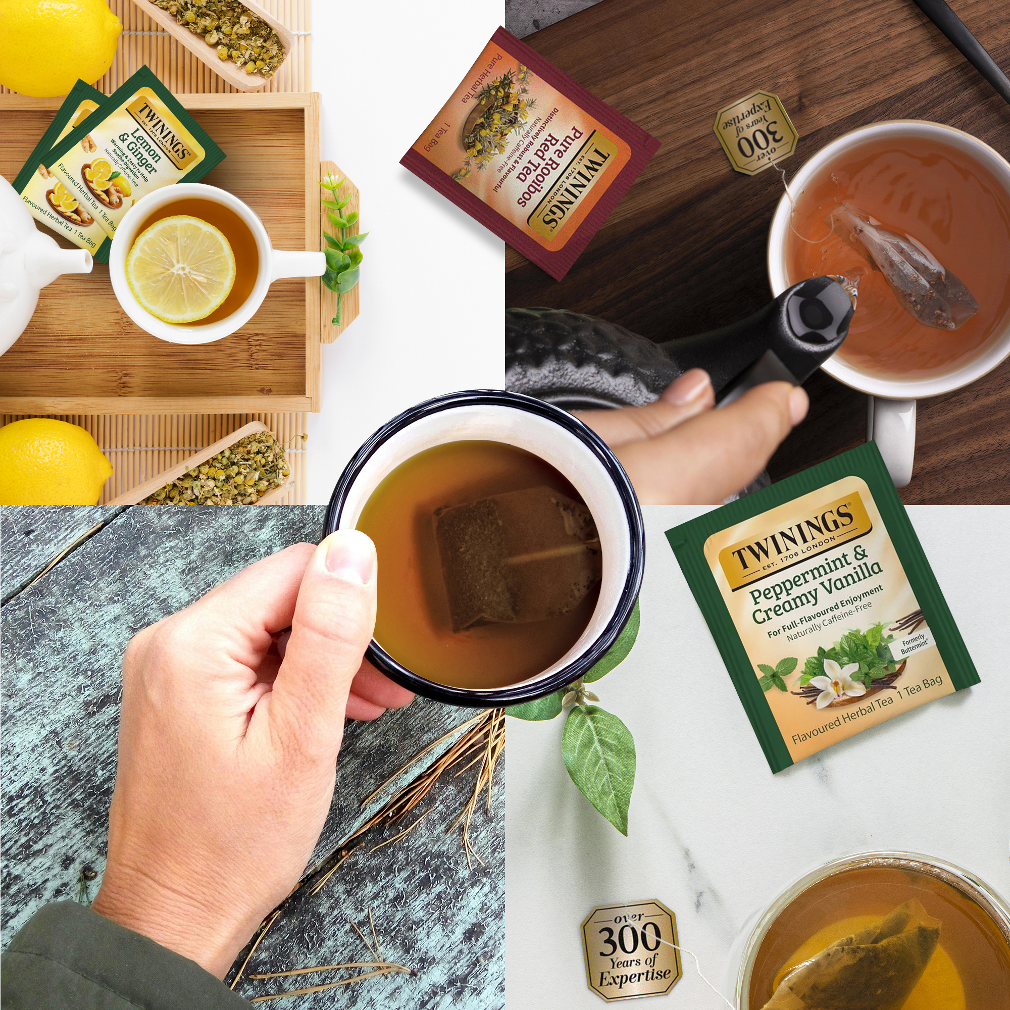 Twinings Herbal Tea Bags with Honey Sticks, 48 Assorted Tea Flavors, 20 Honey Sticks, Variety Pack
