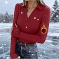 thumbnail image 4 of Elvqul Shirts for Women Thermal Tops Long Sleeve Pullover Red Undershirts Fashion Womens Shirts Knit, 4 of 9