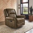 thumbnail image 2 of Weston Home Tippecanoe Polished Microfiber Nailhead Swivel Glider Recliner, Brown, 2 of 11