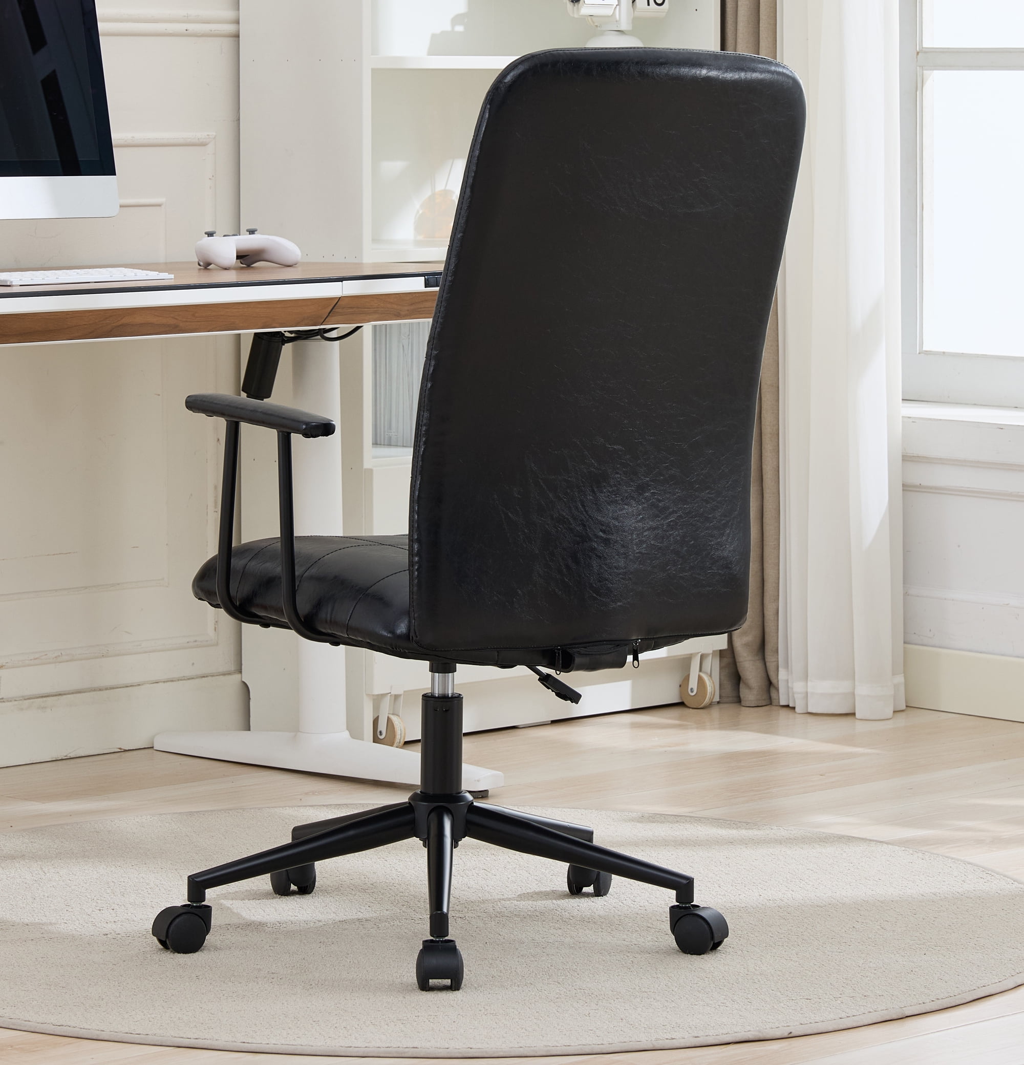Office Chair, Swivel Chair, Executive Desk Chair with High Backrest, 360 Degree Rotation, Adjustable Gas Lift and 5-Star Base, for Home Office, Black PU Leather