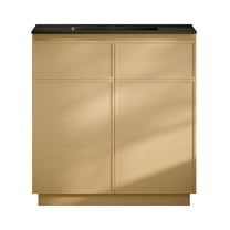 St. Tropez 36" Freestanding Bathroom Vanity in Natural Oak with Black 3-Hole Widespread Sink Top