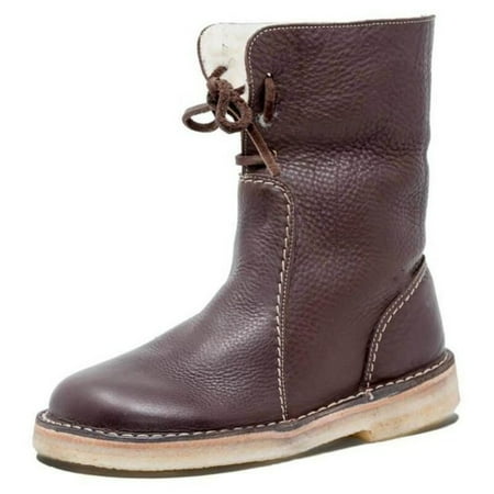 

Ikemiter Snow Boots for Women Flat Heel Round Head Rubber Sole Anti-slip Winter Supply