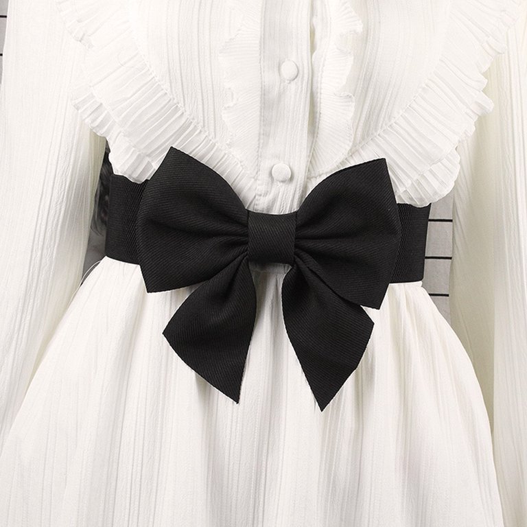8969 Women\'s Plus Size Elastic Wide Belt Dress Bowknot Waistband Decoration Elerevyo Women main image 4