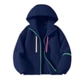thumbnail image 7 of Girls Zip Hoodies Long Sleeve Solid Loose Jacket Sweatshirt Teens Fashion Winter Clothes Blue 9-10Years, 7 of 7