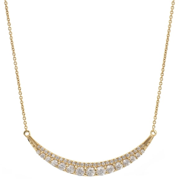 Gemistry 14K Yellow Gold 0.71 Ct Round Diamond Curved Bar Pendant Necklace(GH Color, I1 Clarity)