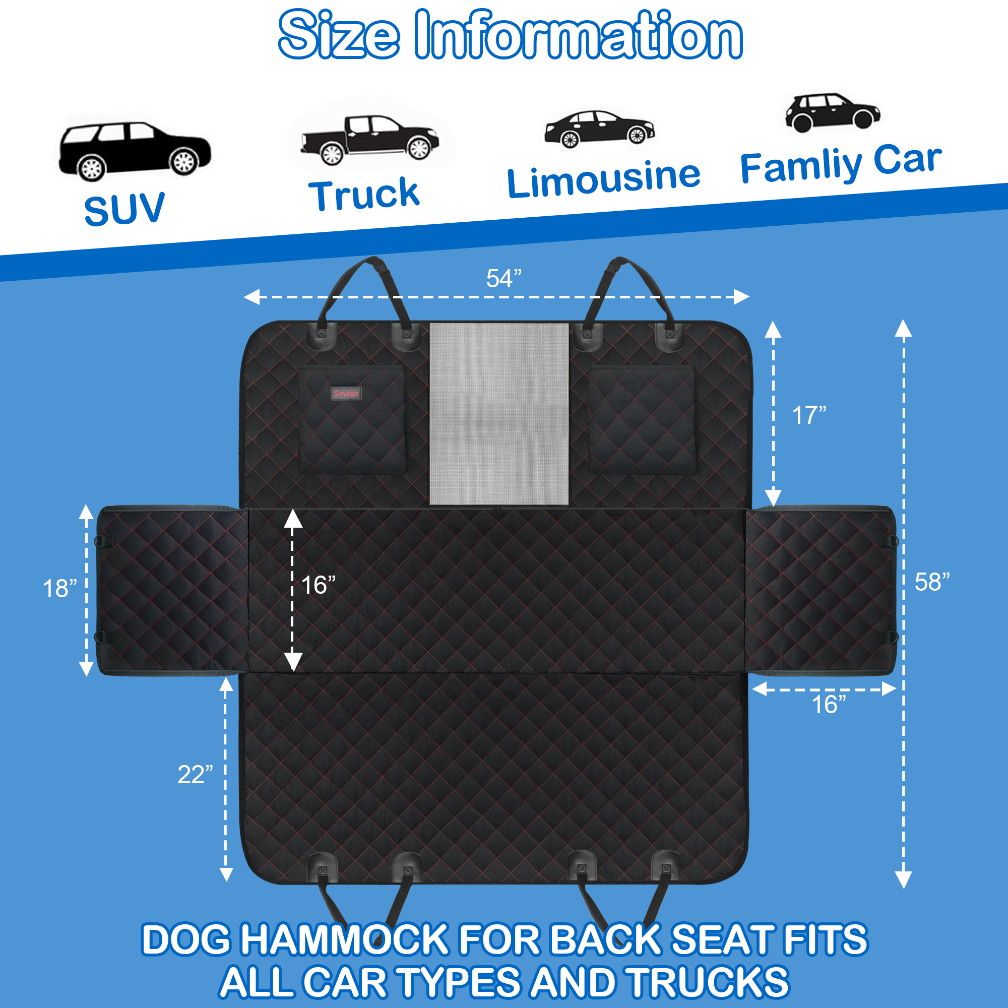 XSZ Waterproof Dog Car Seat Cover for Back Seat photo 5
