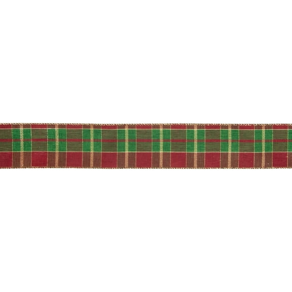 Northlight Red, Green and Gold Plaid Christmas Wired Craft Ribbon 2.5" x 10 Yards