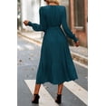 thumbnail image 2 of Vestido largo azul PRETTYGARDEN con escote cruzado, volante y estilo fluido, talla S, 2 of 7