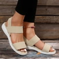 thumbnail image 4 of Ladies Wide Fit Comfort Low Wedge Slides, Cushioned Arch Support Open Toe Sandals for Outdoor Errands Beige 5.5, 4 of 5