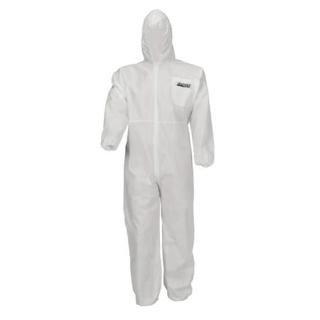 Seachoice SMS Breathable Disposable Paint Suit, XL White, 3-Layer Protection, Zipper Front