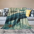 thumbnail image 2 of JEUXUS  Vintage Ocean Whale Background Throw Blanket Ultra Soft Cozy Decorative Flannel Blanket All Season for Home Bed Couch Chair Travel, 2 of 6