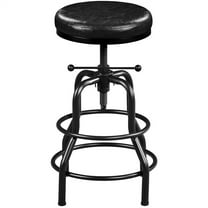 Beran7 Industrial Bar Stools Vintage Counter Height Adjustable Metal Bar Stool with Round Faux Leather Seat Kitchen , Black