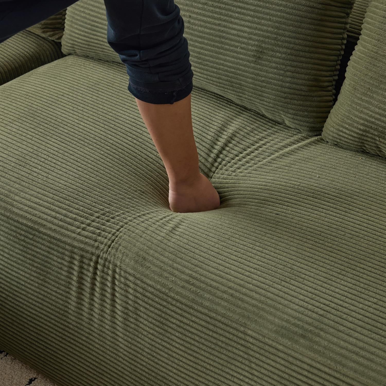 Demi Bonn 108"x68" Extra-Deep Modular Cloud Sofa - 4-Person Chenille Sleeper Couch for Living Room Furniture, No Assembly Needed, Green