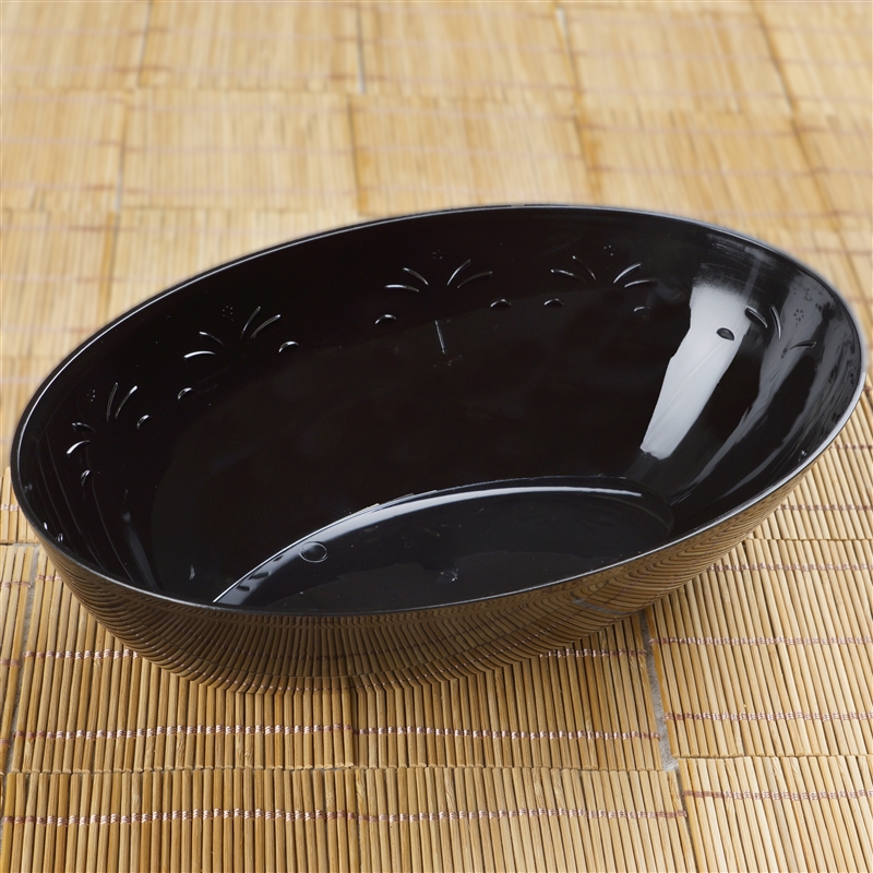 4 Pack Black Oval Disposable Serving Bowls 2 Qt Large Plastic Salad