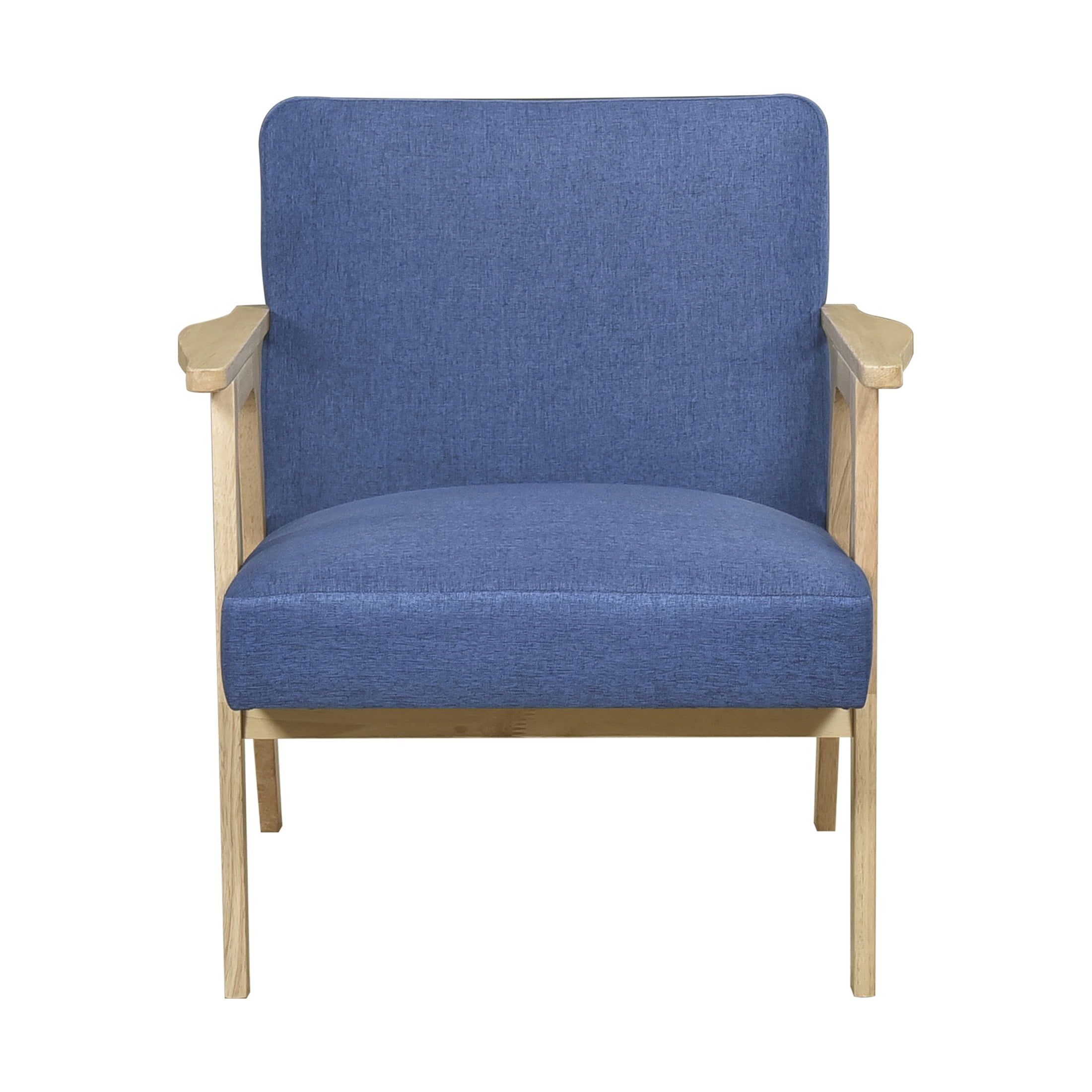 OakvillePark Harrowveil Textured Fabric Accent Chair, Blue/Natural Wood