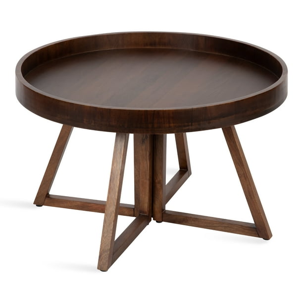 Kate And Laurel Avery Midcentury Round Coffee Table 30 X 18 Walnut Brown Decorative Modern For Storage Display Com Kate And Laurel Avery Midcentury Round, 30 Round Coffee Table With Storage