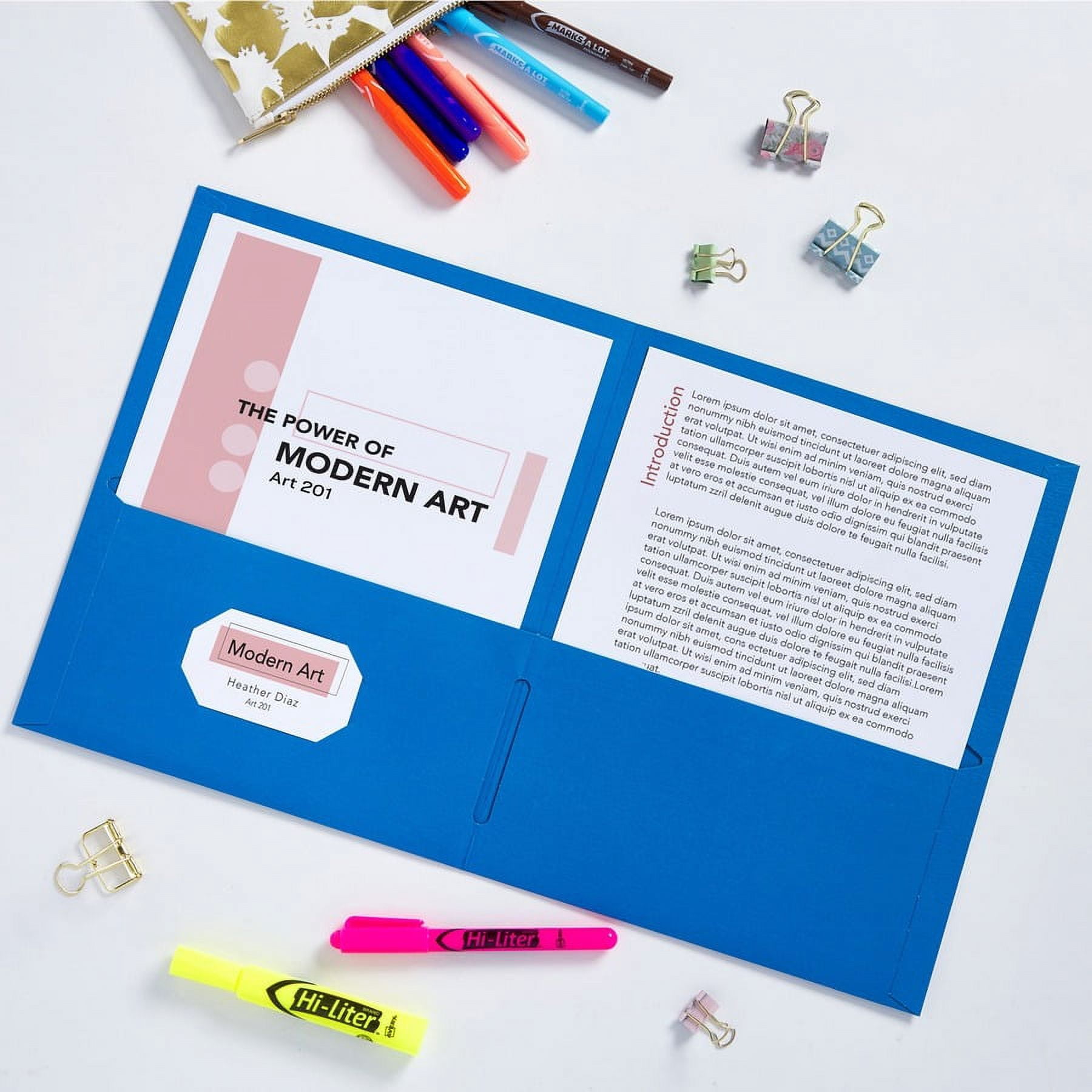 Avery® Letter Pocket Folder - 8 1/2" X 11" - 40 Sheet Capacity - 2 Internal Pocket(s) - Light Blue - 125 / Carton