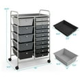 thumbnail image 3 of 15-Drawer Rolling Storage Cart, Mobile Utility Cart with Wheels - Home Office Organizer, Scrapbook, School Supplies (Grey & Black), 3 of 8