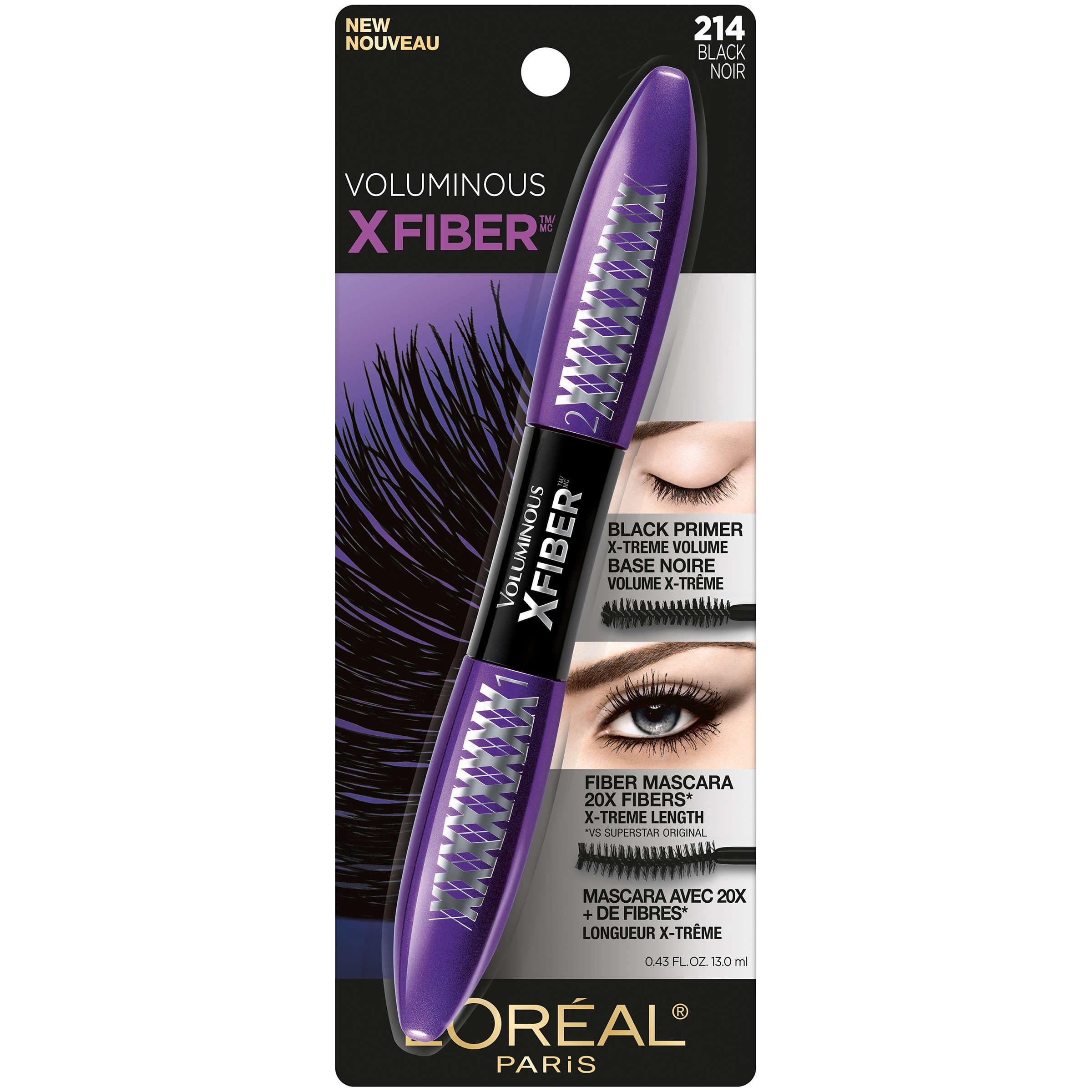 L'Oreal Paris Voluminous X Fiber Washable Mascara, Black