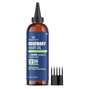 Botanic Hearth Rosemary Hair Oil 4 fl oz | 100% Pure & Natural | With Biotin, Jojoba & Castor Oils | Strengthens, Repairs & Nourishes Hair | Promotes Hair Growth & Healthy Scalp