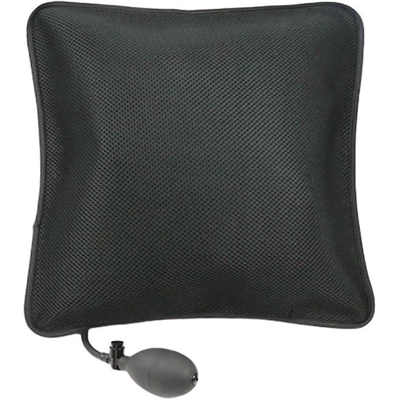 Inflatable Travel Pillow Portable Lumbar Support Back Cushion with Pump, Suitable for Home Office and Car (Black)