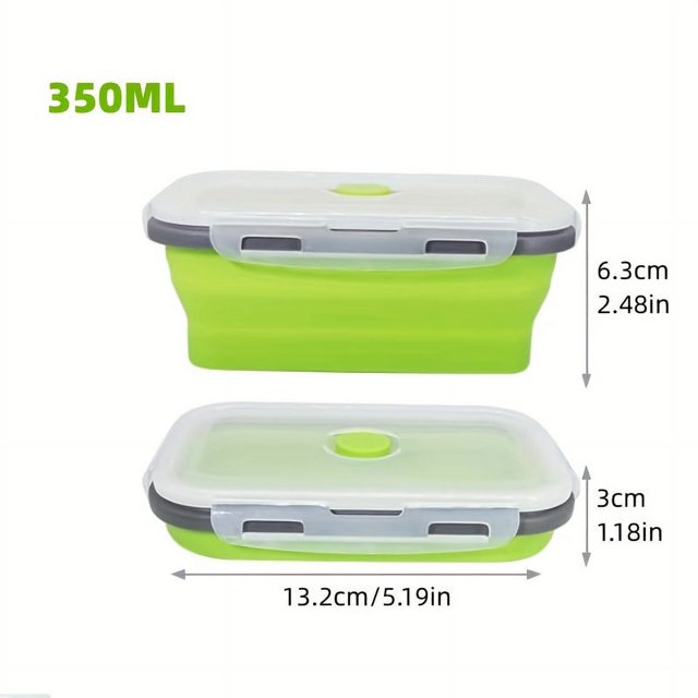 1/4pcs Collapsible Silicone Food Storage Container Stackable, Space Saving, Microwaveable, Freezer, Dishwasher Safe, BPA Free, Foldable Leftover Or Meal Prep Lunch Box Containers, Kitchen Accessories
