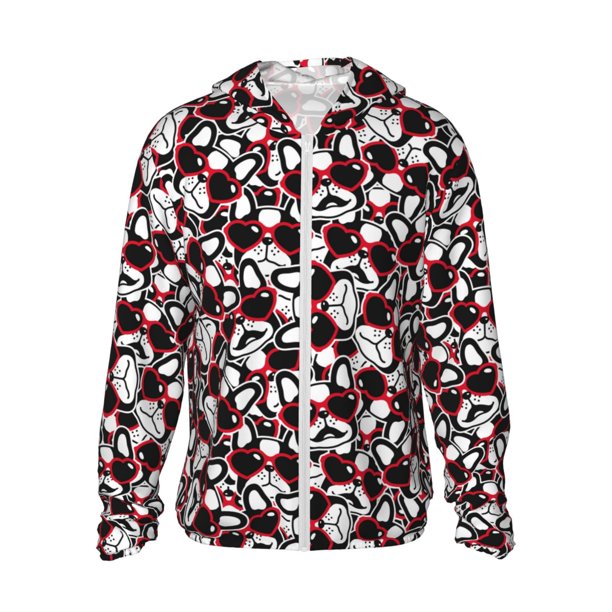 Fotbe French Bulldog1 Chaqueta con Protección Solar UPF 50+ para Hombre y Mujer, Camisa con Capucha y Bolsillos-X-Large