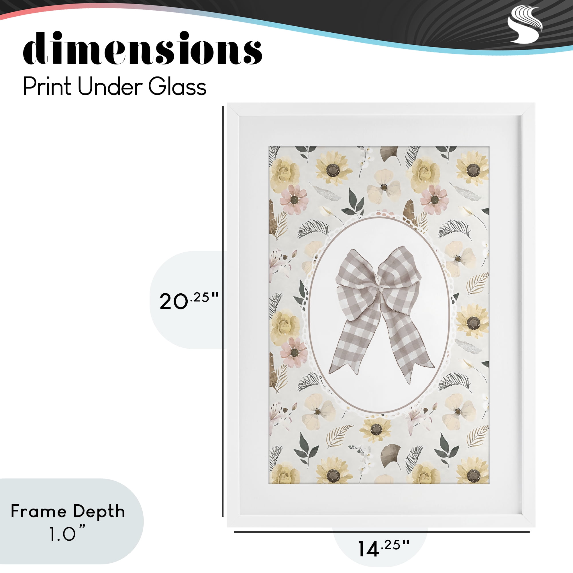 Stupell Industries Sunnyside Bow in Gingham White Framed Print Under Glass, design by Ink Drop Loft