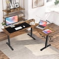 thumbnail image 4 of 63x55 in L Shaped Standing Desk, Electric Stand Up Desk Adjustable Height, Corner Desk with Mouse Pad, Hooks, Home Office Writing Gaming Studying Big Computer Workstation, Rustic Brown, 4 of 8