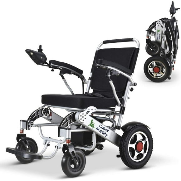 Culver Mobility - WILDCAT (Silver) - Folding Lightweight Heavy Duty Electric Wheelchair 330 lbs Max Load-500W-13 Miles