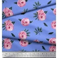 thumbnail image 3 of Soimoi Blue Cotton Jersey Fabric Leaves & Ranunculus Floral Printed Fabric 1 Yard 64 Inch Wide, 3 of 3