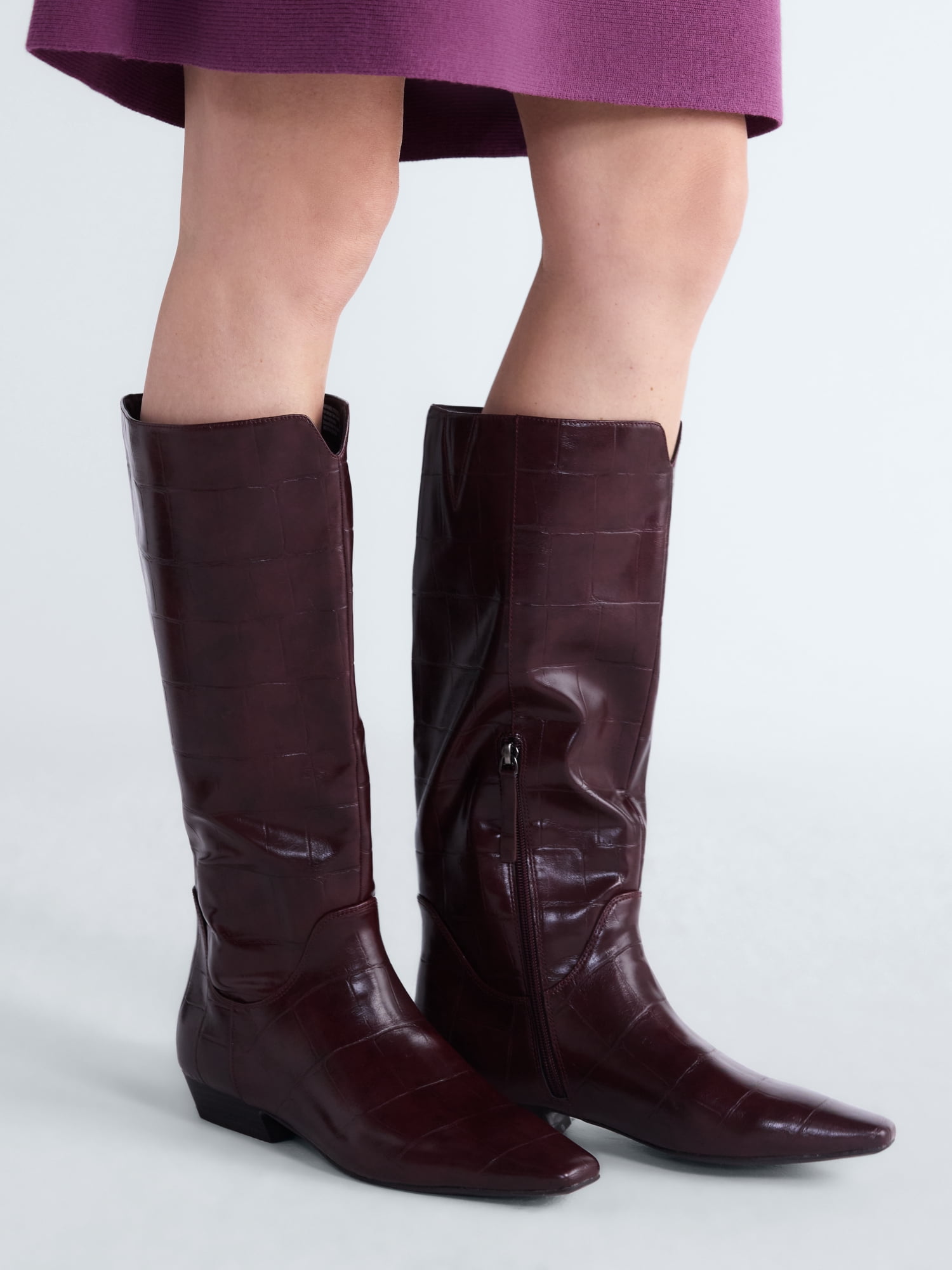 Scoop Women's Faux Croc Flat Tall Boots