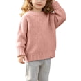 thumbnail image 3 of Crunowin Boys And Girls Winter Thick Pullover Knit Sweater Solid Color Warm Loose Kids Cozy Casual Tops Pink Size 18M, 3 of 10