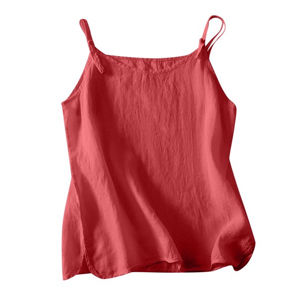 Vestidos Casuales Para Mujer, Blusas De Mujer De Moda Camisola de mujer con escote en V, hebilla ajustable y tirantes de lino sintético