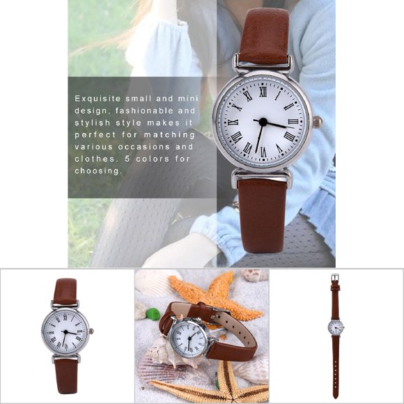 Exquisito Vestido De Mujer De Moda Pequeña Mira El Reloj De Pulsera De Cuero Retro Para Varias Ocasiones