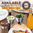 thumbnail image 5 of Fit Meal Prep 4 oz Stainless Steel Sauce Cups - Individual Round Condiments Ramekins, Commercial Grade Safe/Portion Dipping Sauce Kitchen Set, 24 Pack, 5 of 7