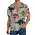 thumbnail image 3 of KLL Cute Dinosaurs Print Men's Shirt Short Sleeve Button Down Summer Cuba Beach Shirts- XX-Large, 3 of 7