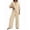 *Khaki, variant on VBVC Women's 3/4 Sleeve 2 Piece Set,V-Neck Top and Wide Leg Pants For Women, Ladies' Breathable Summer Workwear with Pockets,Black,S-3XL