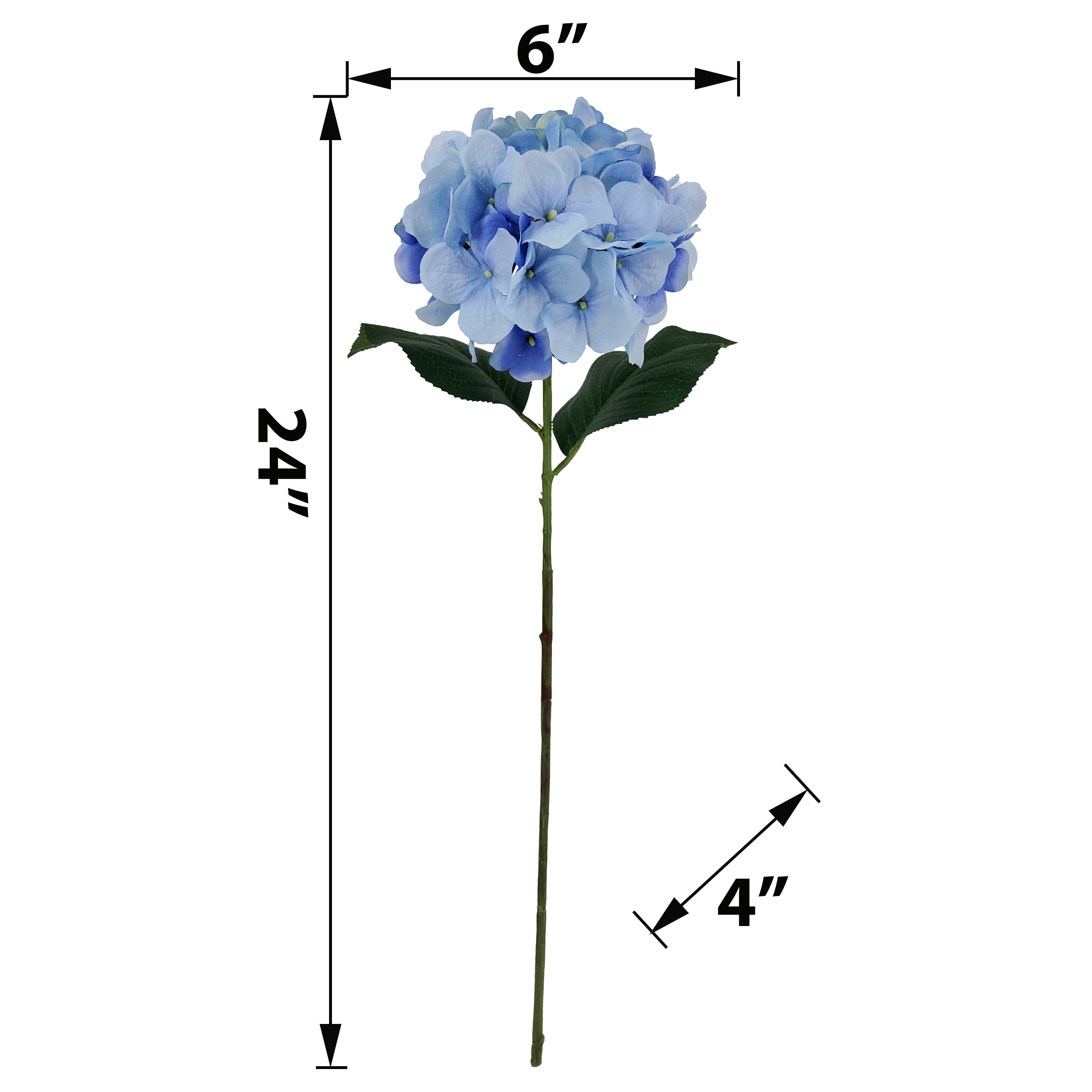 Mainstays Indoor 24 in Artificial Hydrangea Flower Stem, Polyester, Blue
