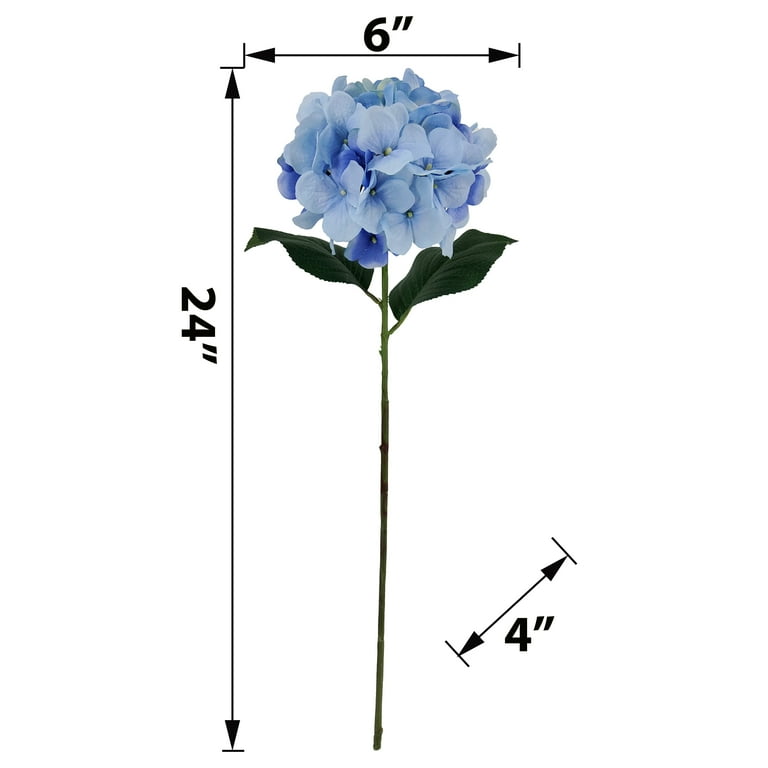 Mainstays Indoor 24 inch Artificial Polyester Hydrangea Flower Stem, Blue Color, Size: 1