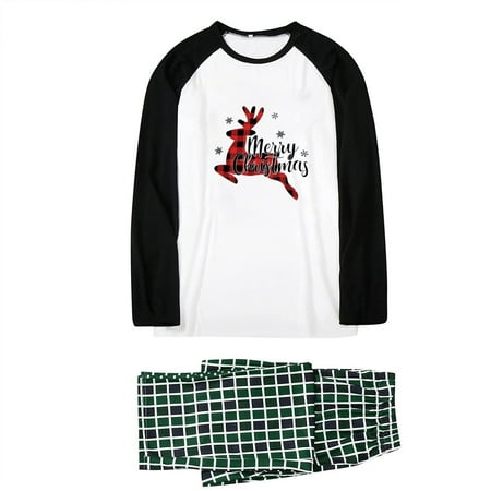 

Henpk Womens Pajama Sets Christmas Women Printed Blouse Round-Neck Tops+Pants Family Matching Pajamas Set