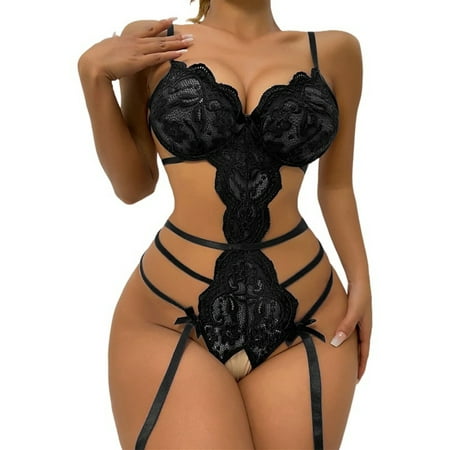 

Baloco Womens Bandage Strappy Crotchless Lingerie Push Up Nightwear Sexy Backless Babydoll Sleepwear Bodysuit