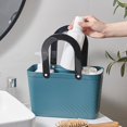 thumbnail image 3 of OUSITAID Hand Basket Portable Stripe Texture Easy to Clean Outdoor Picnic Solid Color Plastic Shopping Pouch for Bathroom, 3 of 8