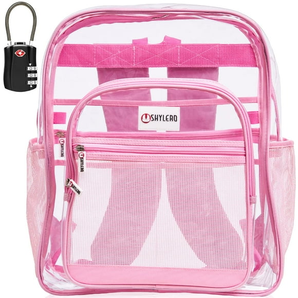 Mochila SHYLERO Rosa Transparente Extra Grande de 32 L con cierre TSA