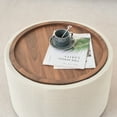 thumbnail image 4 of Homy Casa 2-Piece Round Ottoman Coffee Table Set with Wood Tray, Upholstered Accent Ottomans, 4 of 8